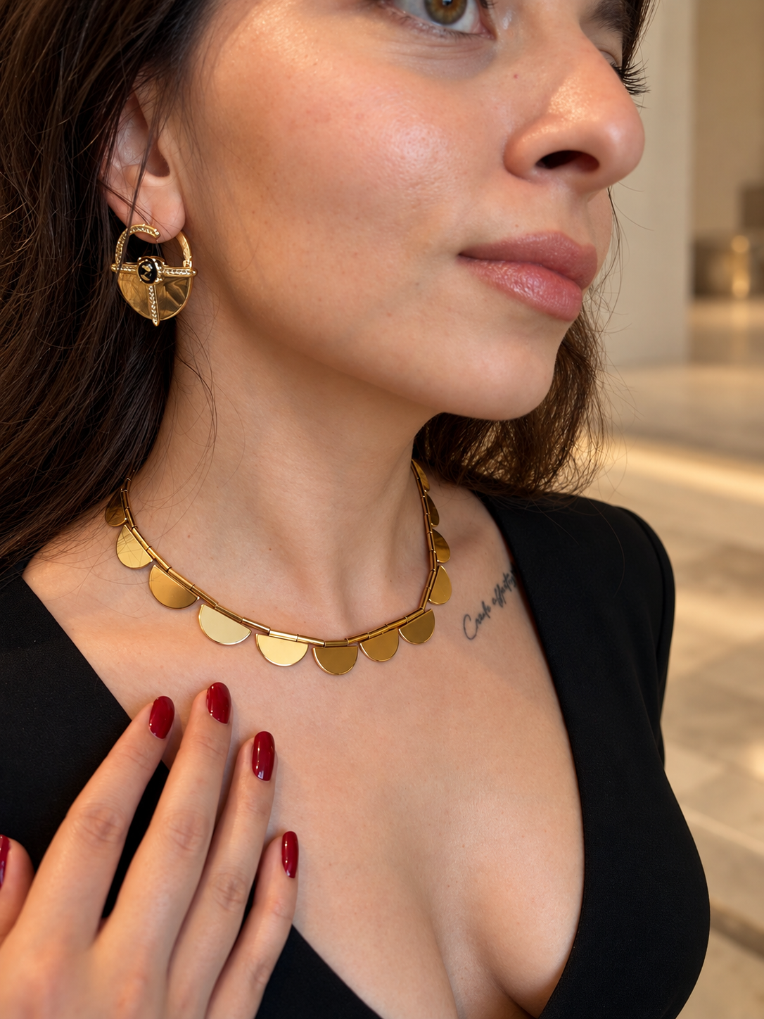 Freyja Club | Half Round Kolye ve Küpe Set